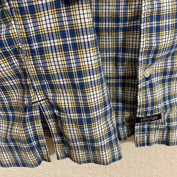 Men Botton Down Short Sleeve Casual Shirt Plaid - Picture 5 of 6